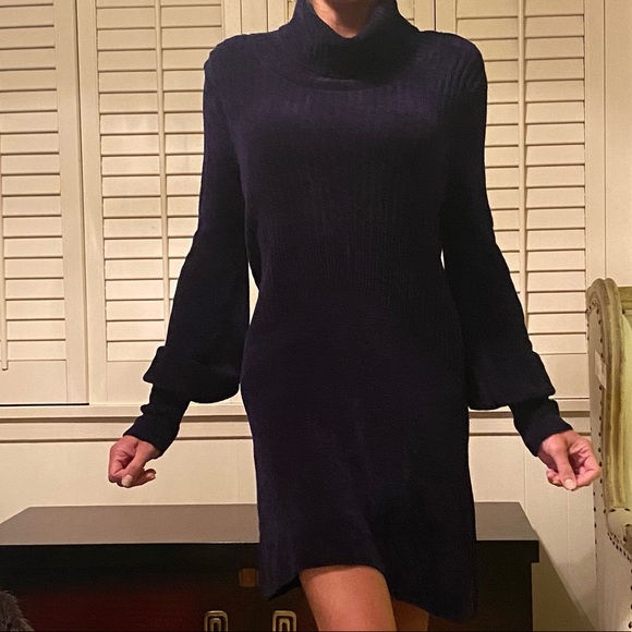 Free People velvet long sleeve turtleneck dress - Picture 1 of 13